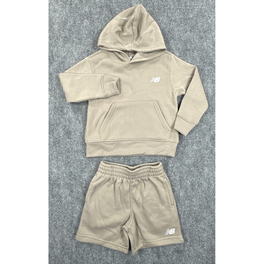 New Balance Kids Small Size 4 Hoodie and Shorts Set Arid Stone NWT